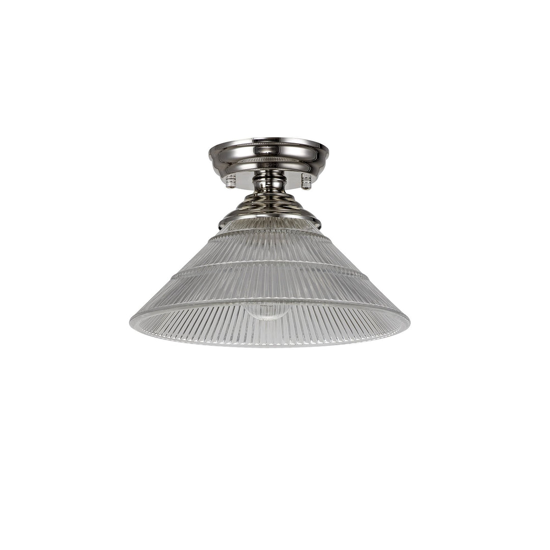 Nelson Lighting NLK15879 Tabion 1 Light Flush Ceiling Light Polished Nickel Clear