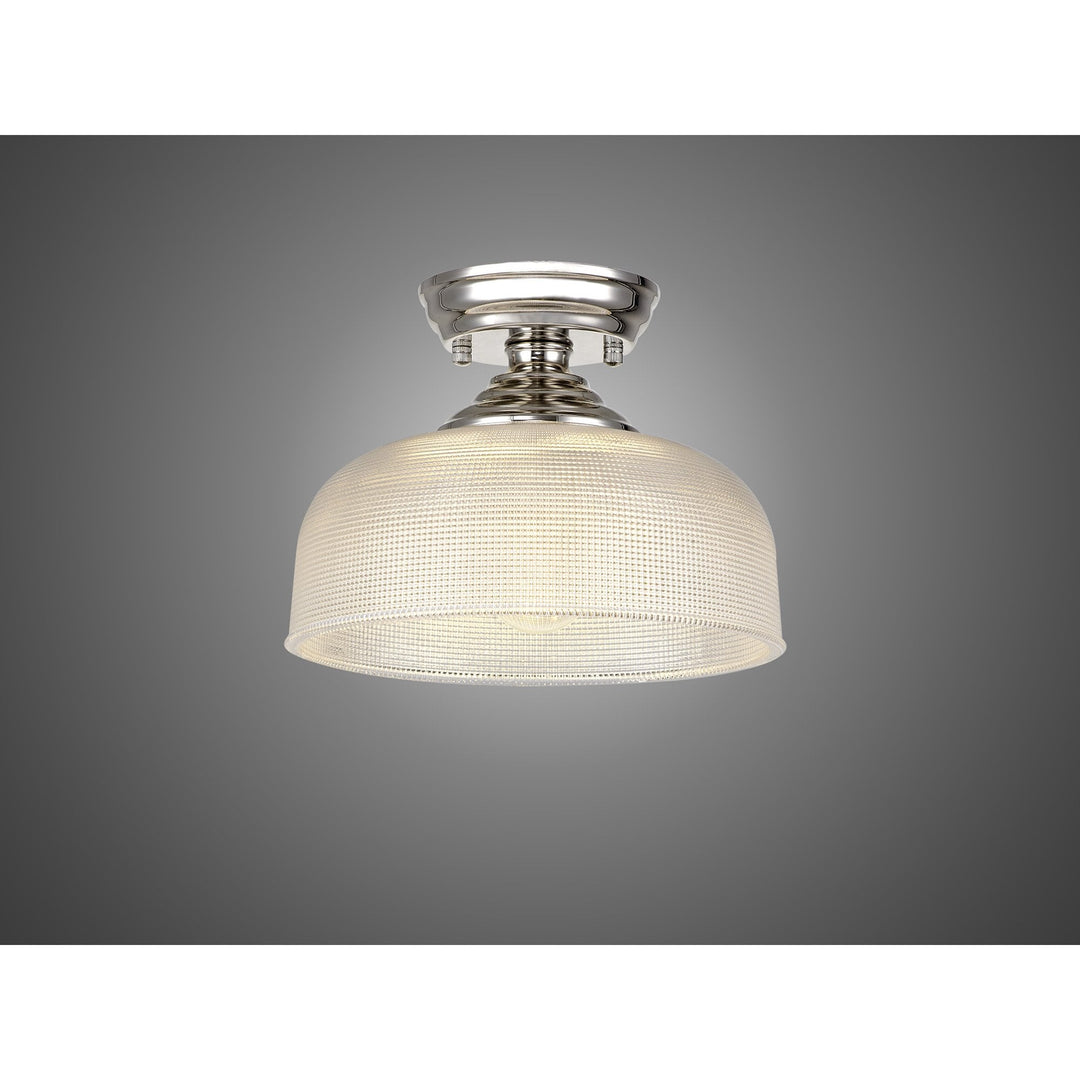 Nelson Lighting NLK15949 Tabion 1 Light Flush Ceiling Light Polished Nickel Clear