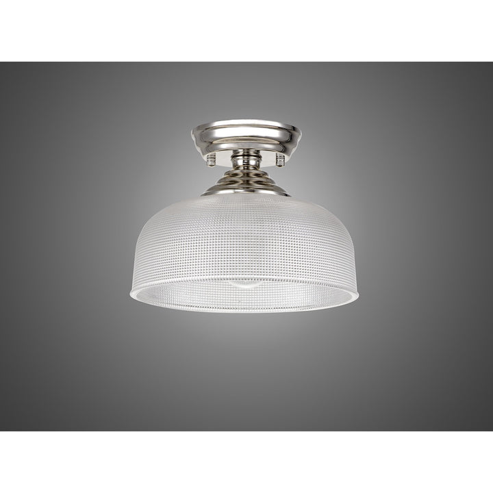 Nelson Lighting NLK15949 Tabion 1 Light Flush Ceiling Light Polished Nickel Clear