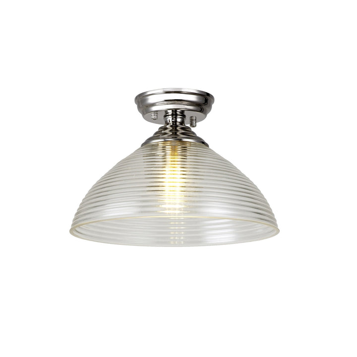 Nelson Lighting NLK15969 Tabion 1 Light Flush Ceiling Light Polished Nickel Clear