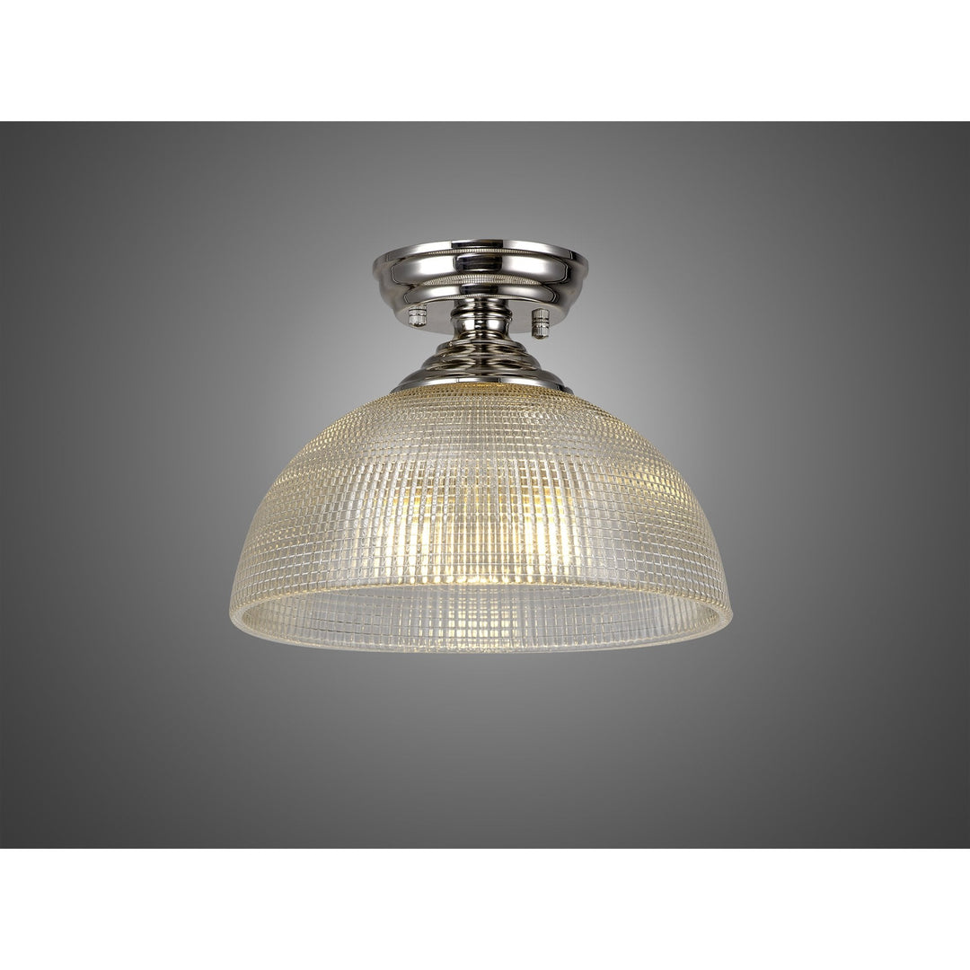 Nelson Lighting NLK15979 Tabion 1 Light Flush Ceiling Light Polished Nickel Clear