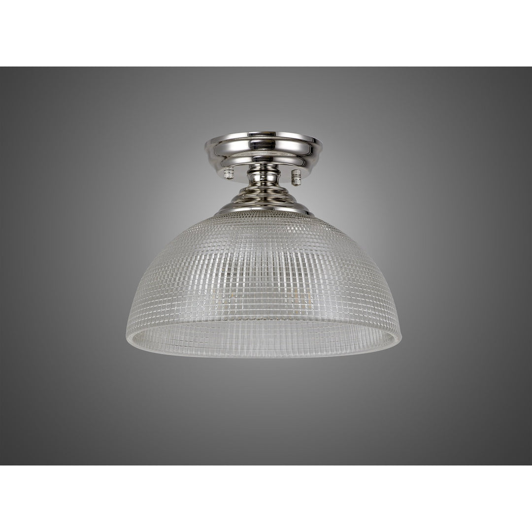 Nelson Lighting NLK15979 Tabion 1 Light Flush Ceiling Light Polished Nickel Clear