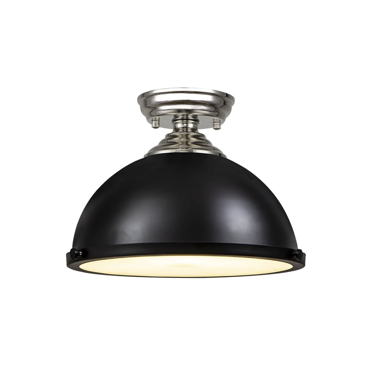 Nelson Lighting NLK15989 Tabion 1 Light Flush Ceiling Light Polished Nickel Matt Black