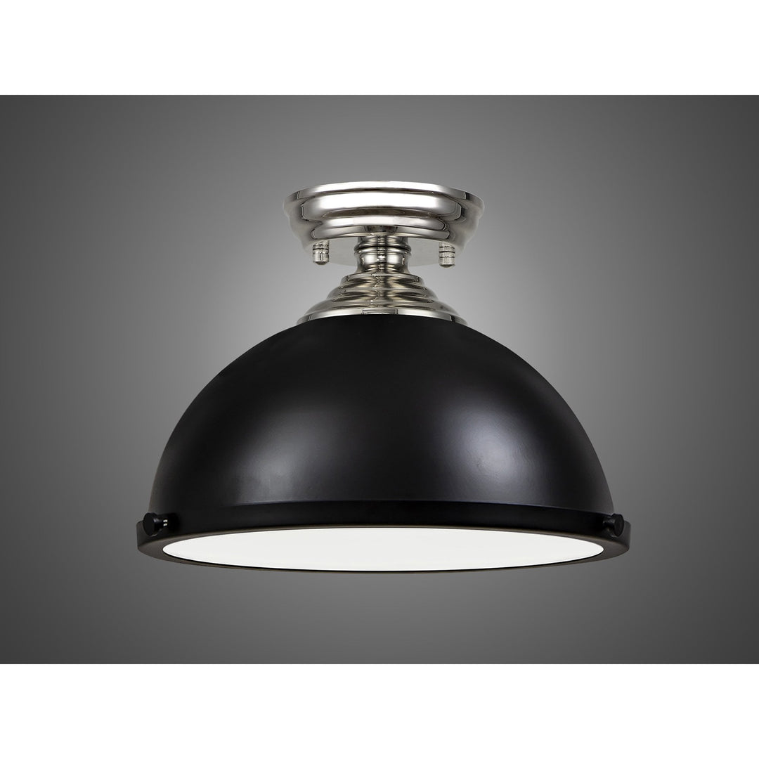 Nelson Lighting NLK15989 Tabion 1 Light Flush Ceiling Light Polished Nickel Matt Black