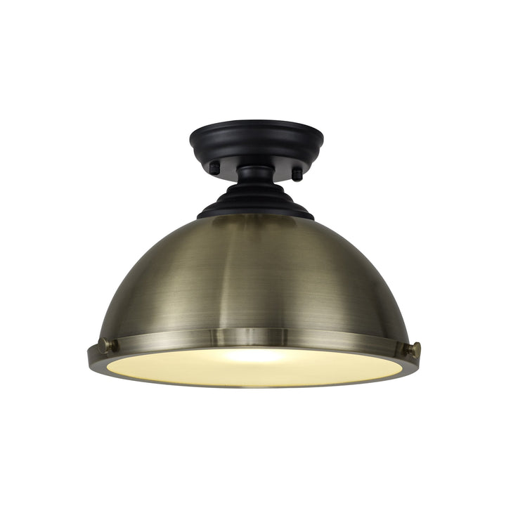 Nelson Lighting NLK15999 Tabion 1 Light Flush Ceiling Light Matt Black Antique Brass