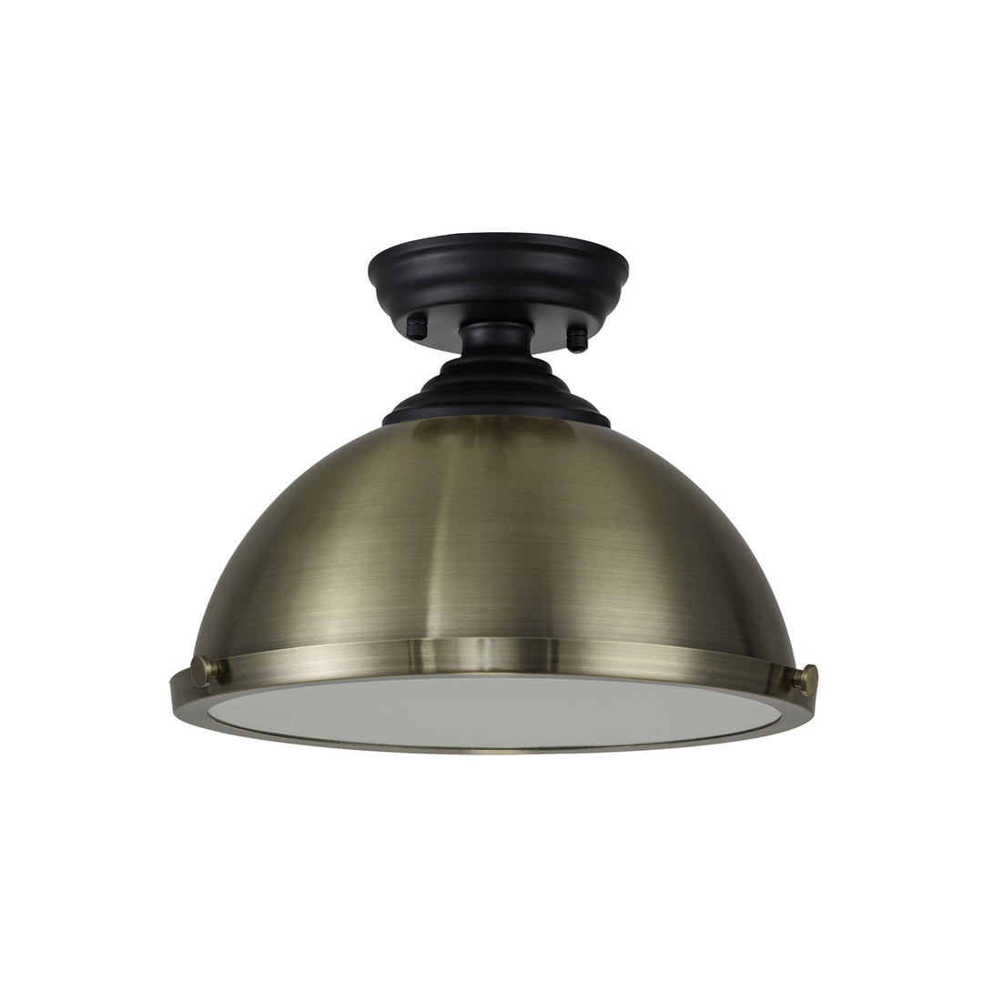 Nelson Lighting NLK15999 Tabion 1 Light Flush Ceiling Light Matt Black Antique Brass