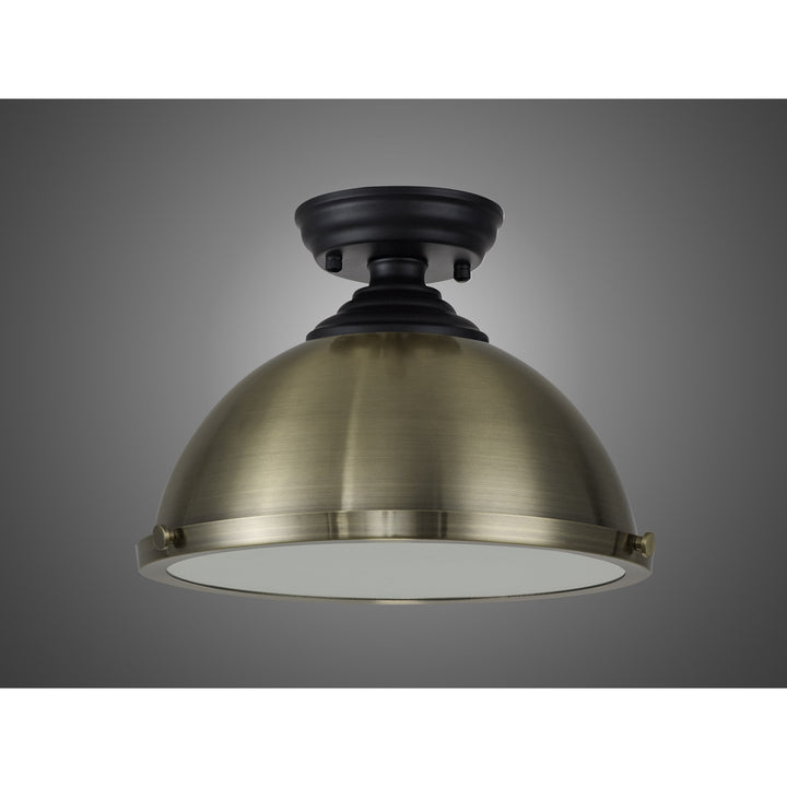 Nelson Lighting NLK15999 Tabion 1 Light Flush Ceiling Light Matt Black Antique Brass