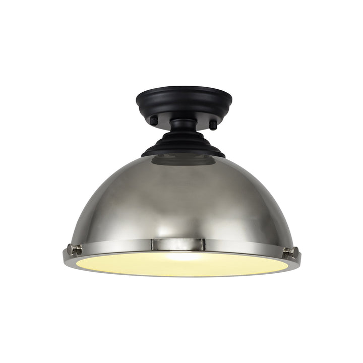 Nelson Lighting NLK16009 Tabion 1 Light Flush Ceiling Light Matt Black Polished Nickel