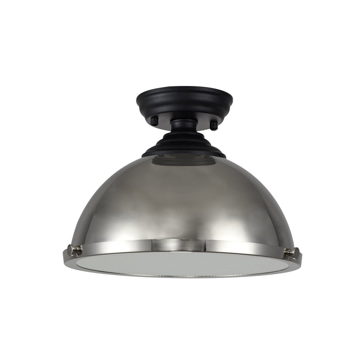 Nelson Lighting NLK16009 Tabion 1 Light Flush Ceiling Light Matt Black Polished Nickel