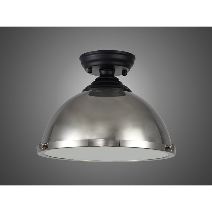 Nelson Lighting NLK16009 Tabion 1 Light Flush Ceiling Light Matt Black Polished Nickel