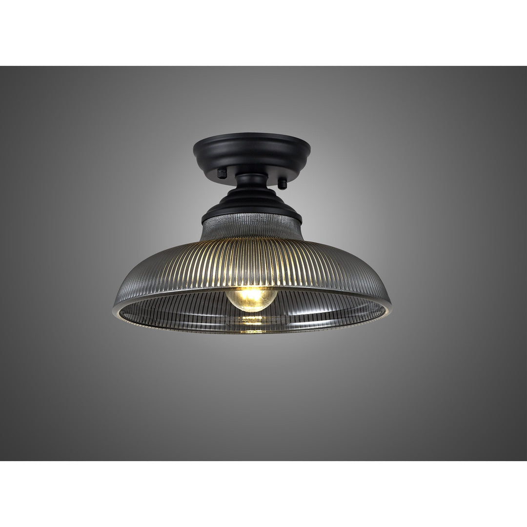 Nelson Lighting NLK16029 Tabion 1 Light Flush Ceiling Light Matt Black Smoked