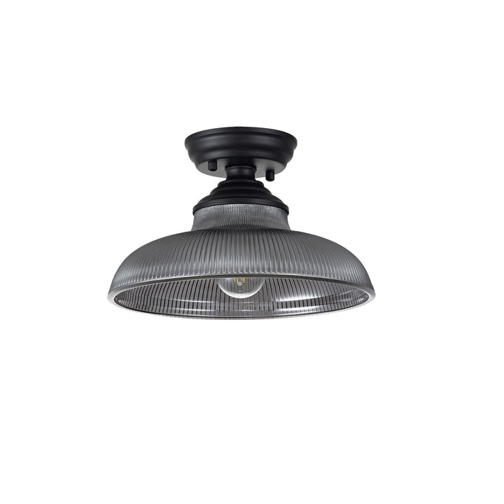 Nelson Lighting NLK16029 Tabion 1 Light Flush Ceiling Light Matt Black Smoked