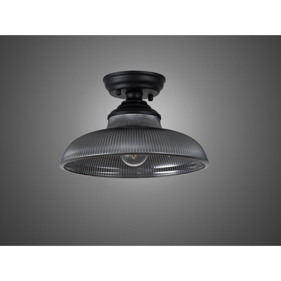 Nelson Lighting NLK16029 Tabion 1 Light Flush Ceiling Light Matt Black Smoked