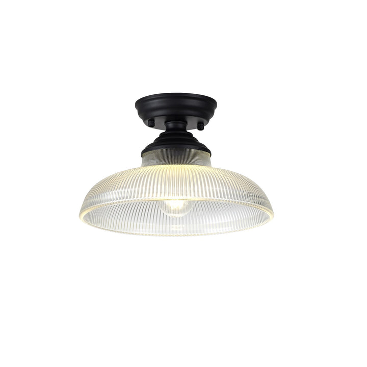 Nelson Lighting NLK16039 Tabion 1 Light Flush Ceiling Light Matt Black Clear