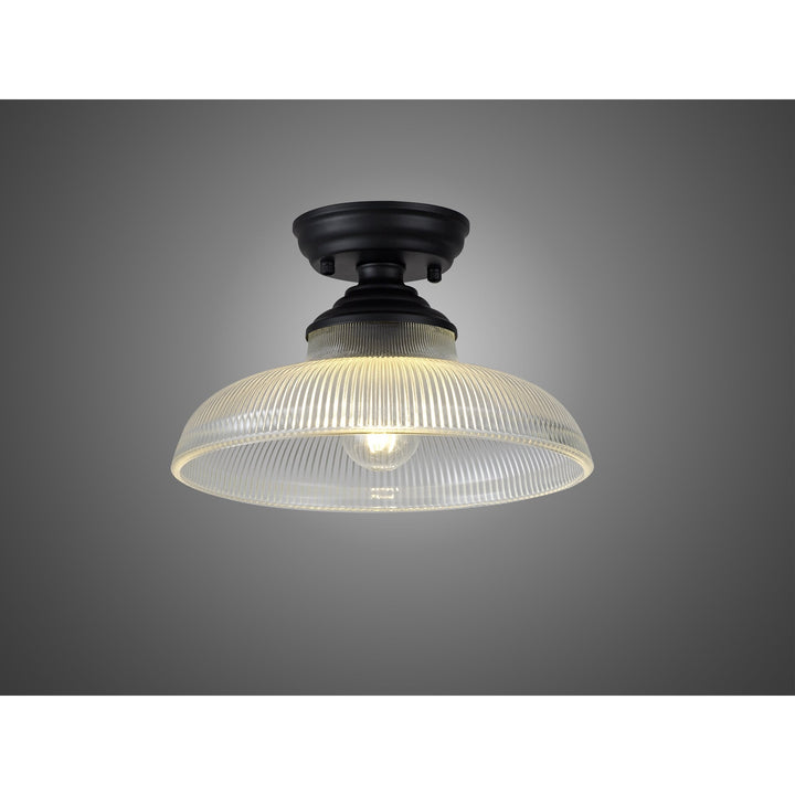 Nelson Lighting NLK16039 Tabion 1 Light Flush Ceiling Light Matt Black Clear