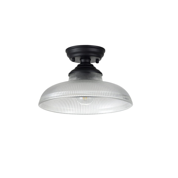 Nelson Lighting NLK16039 Tabion 1 Light Flush Ceiling Light Matt Black Clear