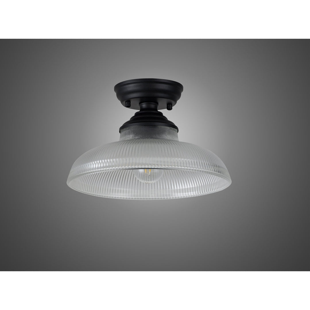 Nelson Lighting NLK16039 Tabion 1 Light Flush Ceiling Light Matt Black Clear