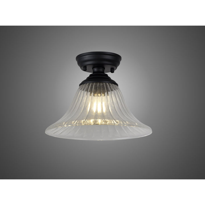 Nelson Lighting NLK16049 Tabion 1 Light Flush Ceiling Light Matt Black Clear