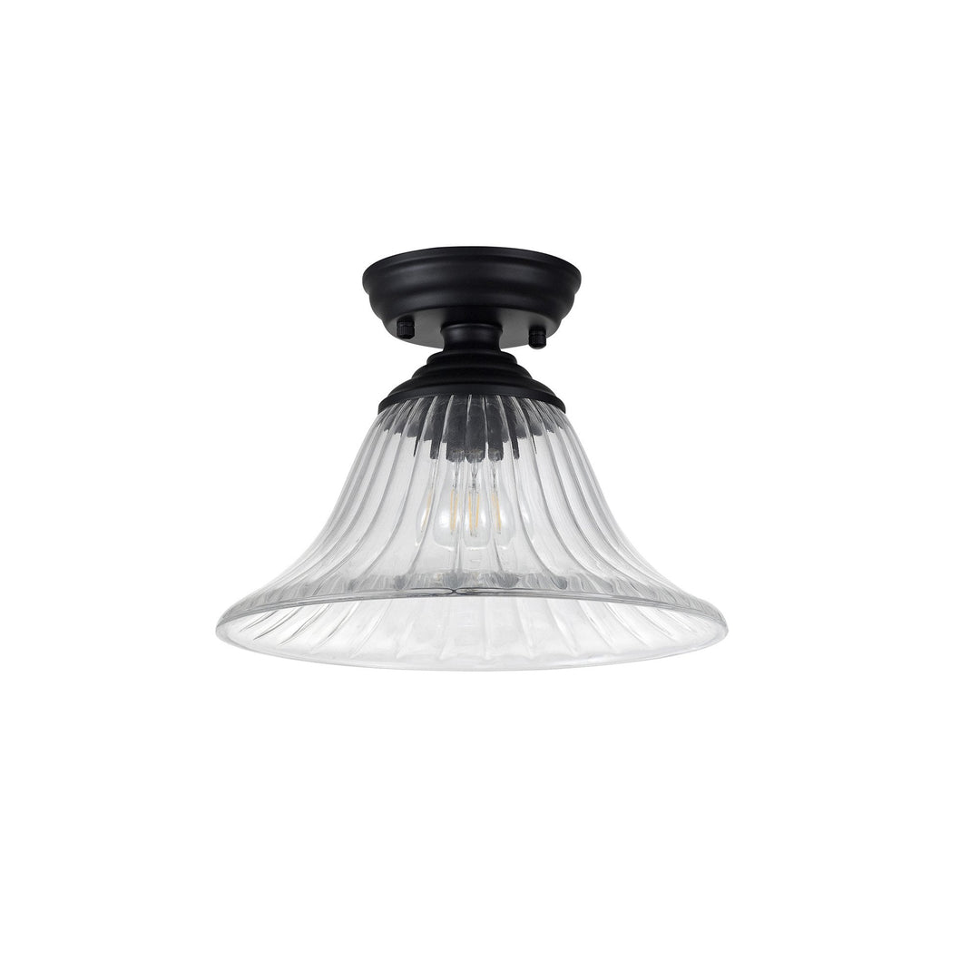 Nelson Lighting NLK16049 Tabion 1 Light Flush Ceiling Light Matt Black Clear