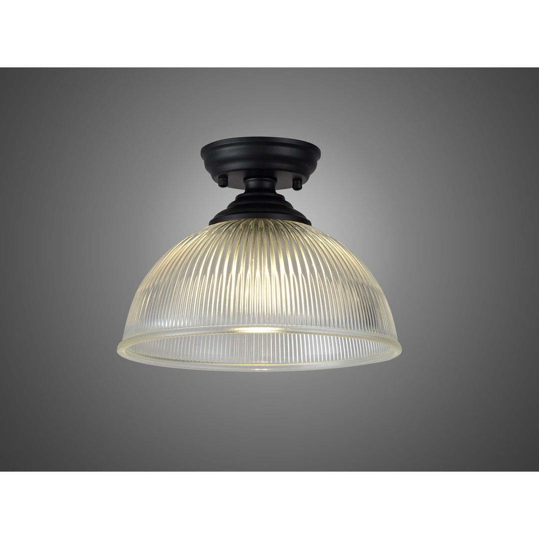 Nelson Lighting NLK16059 Tabion 1 Light Flush Ceiling Light Matt Black Clear