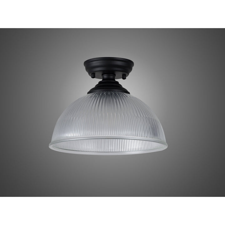 Nelson Lighting NLK16059 Tabion 1 Light Flush Ceiling Light Matt Black Clear