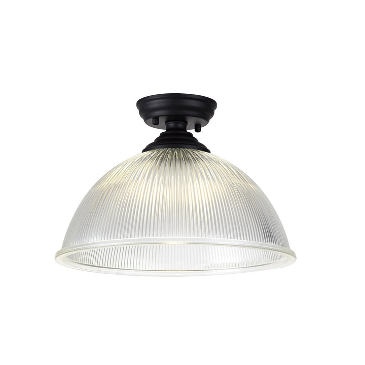 Nelson Lighting NLK16069 Tabion 1 Light Flush Ceiling Light Matt Black Clear