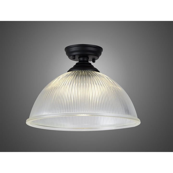 Nelson Lighting NLK16069 Tabion 1 Light Flush Ceiling Light Matt Black Clear