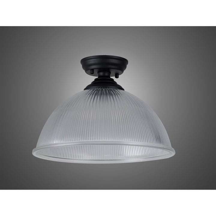 Nelson Lighting NLK16069 Tabion 1 Light Flush Ceiling Light Matt Black Clear