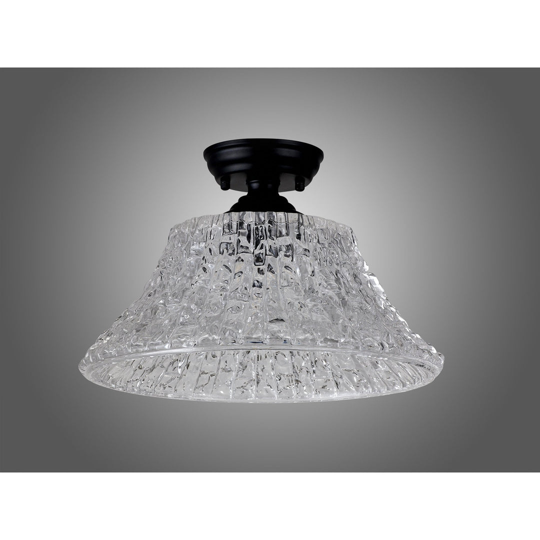 Nelson Lighting NLK16099 Tabion 1 Light Flush Ceiling Light Matt Black Clear