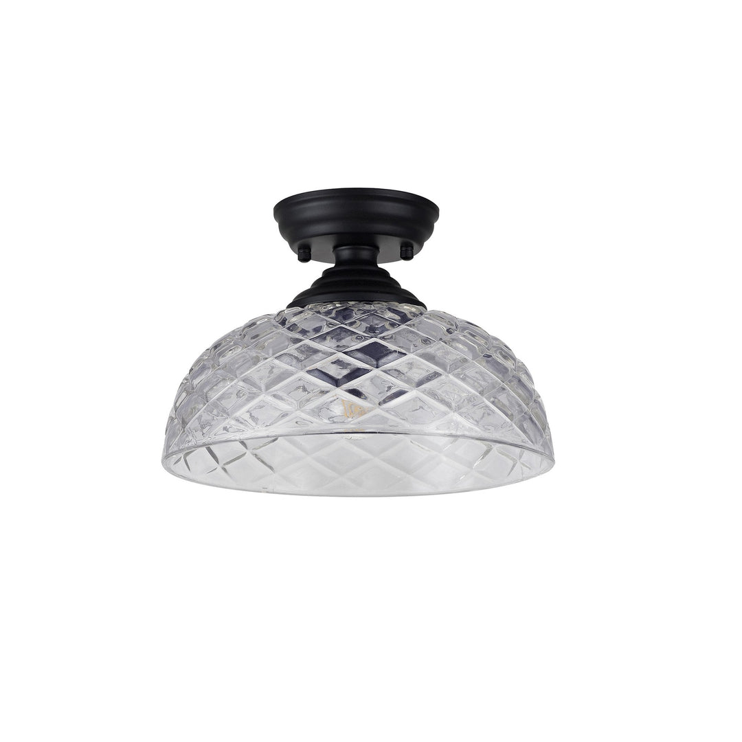 Nelson Lighting NLK16109 Tabion 1 Light Flush Ceiling Light Matt Black Clear