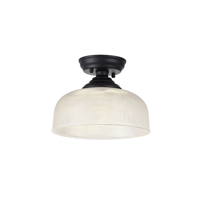 Nelson Lighting NLK16119 Tabion 1 Light Flush Ceiling Light Matt Black Clear