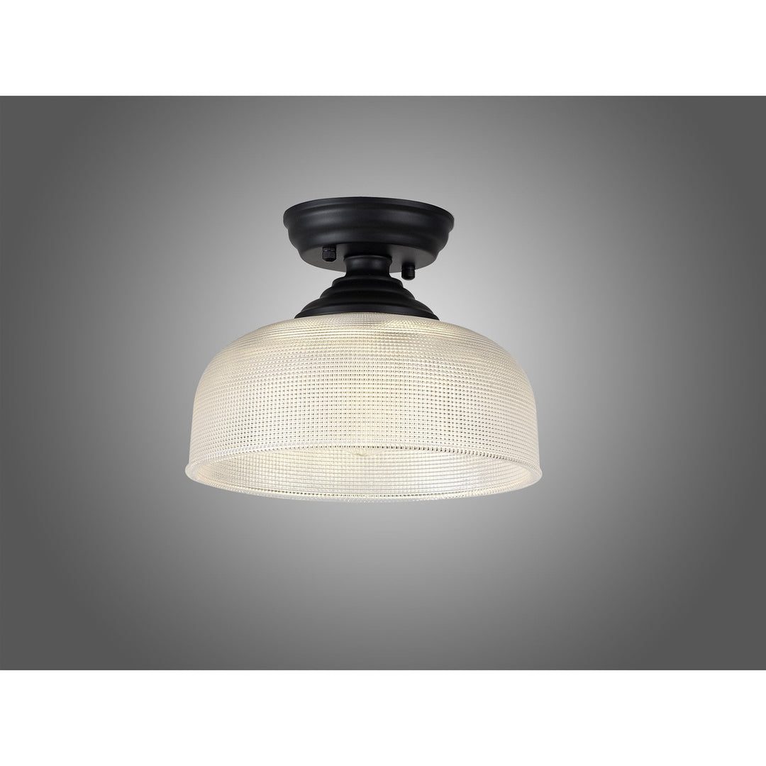 Nelson Lighting NLK16119 Tabion 1 Light Flush Ceiling Light Matt Black Clear