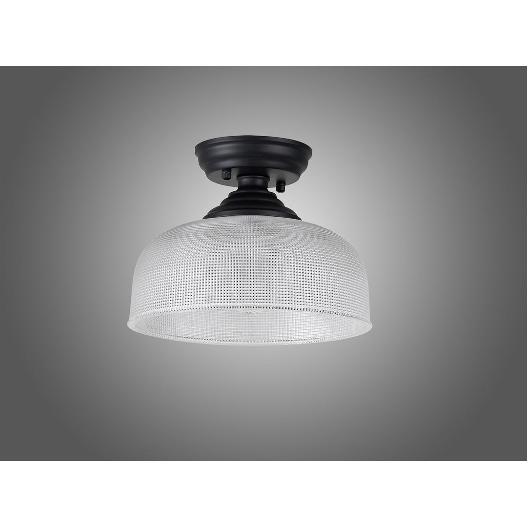 Nelson Lighting NLK16119 Tabion 1 Light Flush Ceiling Light Matt Black Clear