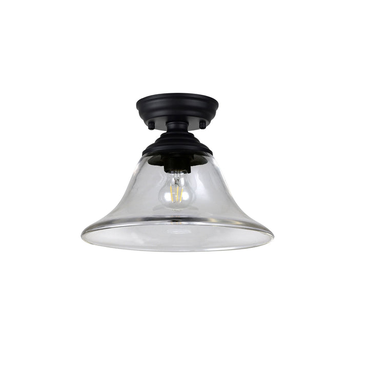 Nelson Lighting NLK16129 Tabion 1 Light Flush Ceiling Light Matt Black Clear