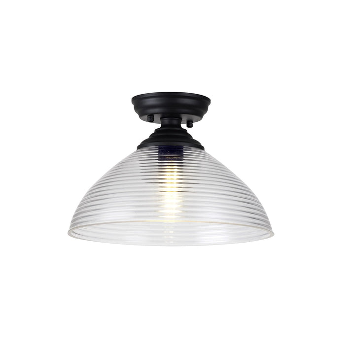 Nelson Lighting NLK16139 Tabion 1 Light Flush Ceiling Light Matt Black Clear