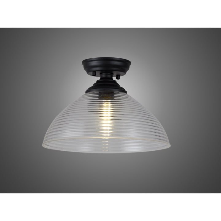 Nelson Lighting NLK16139 Tabion 1 Light Flush Ceiling Light Matt Black Clear