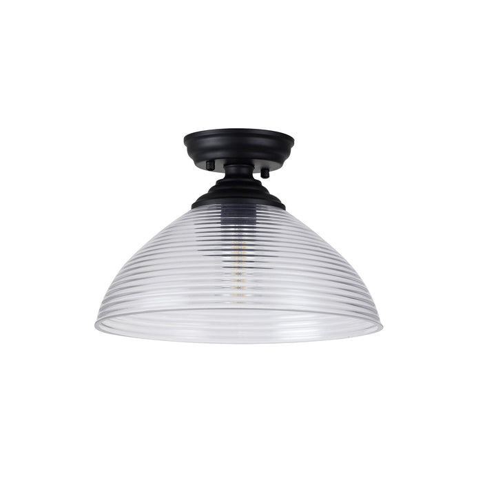 Nelson Lighting NLK16139 Tabion 1 Light Flush Ceiling Light Matt Black Clear