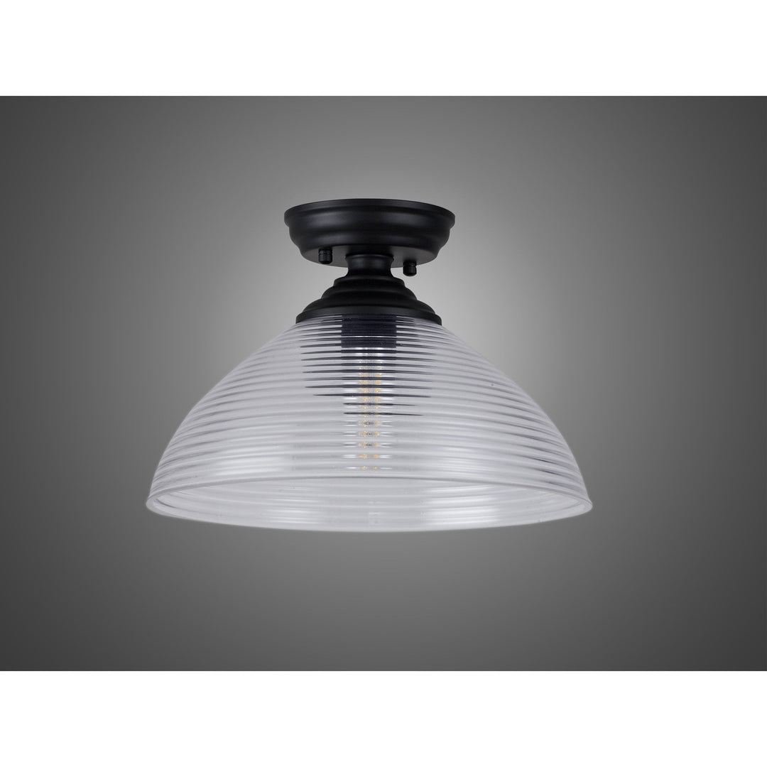 Nelson Lighting NLK16139 Tabion 1 Light Flush Ceiling Light Matt Black Clear