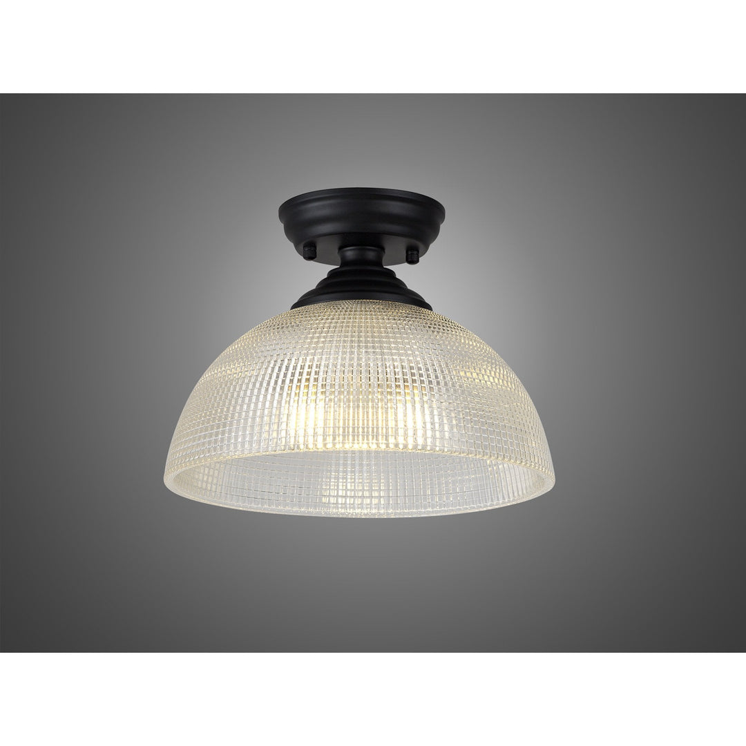 Nelson Lighting NLK16149 Tabion 1 Light Flush Ceiling Light Matt Black Clear