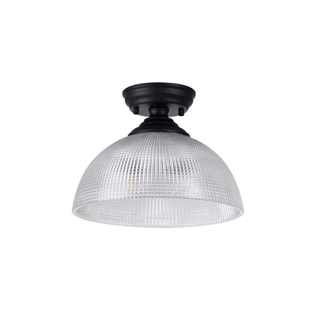 Nelson Lighting NLK16149 Tabion 1 Light Flush Ceiling Light Matt Black Clear