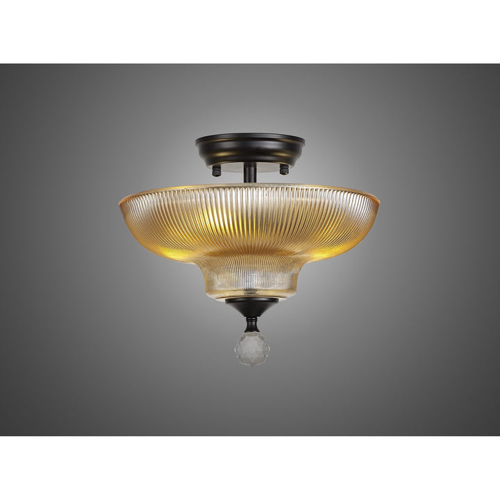 Nelson Lighting NLK16169 Tabion 2 Light Ceiling Light Matt Black Amber