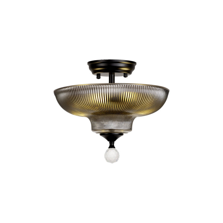 Nelson Lighting NLK16179 Tabion 2 Light Ceiling Light Matt Black Smoked