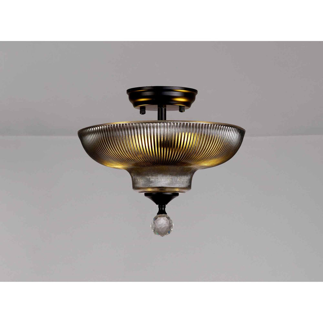 Nelson Lighting NLK16179 Tabion 2 Light Ceiling Light Matt Black Smoked