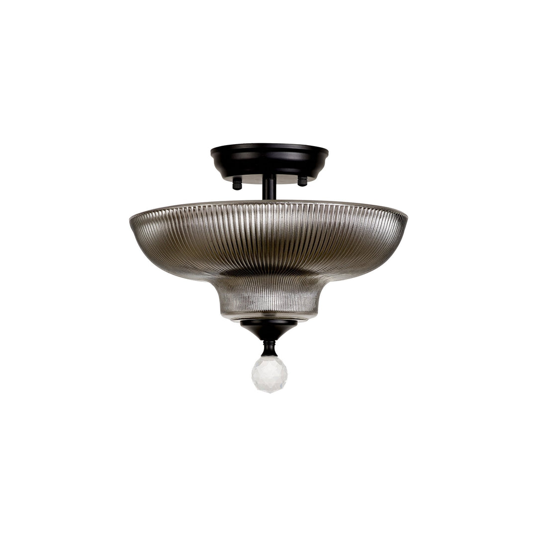 Nelson Lighting NLK16179 Tabion 2 Light Ceiling Light Matt Black Smoked