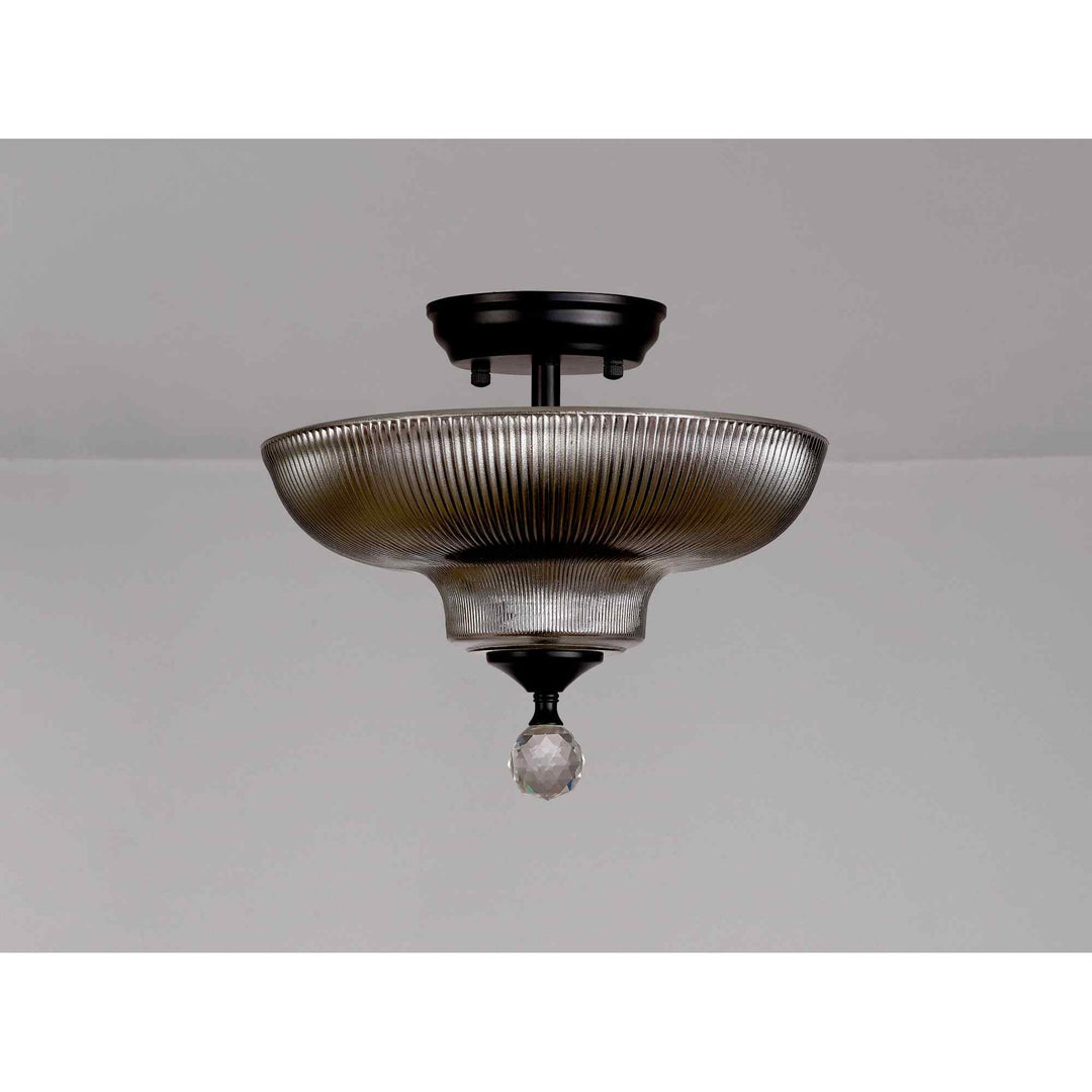 Nelson Lighting NLK16179 Tabion 2 Light Ceiling Light Matt Black Smoked