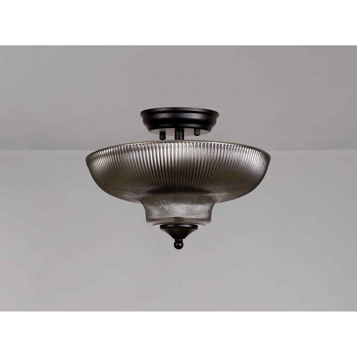 Nelson Lighting NLK16179 Tabion 2 Light Ceiling Light Matt Black Smoked