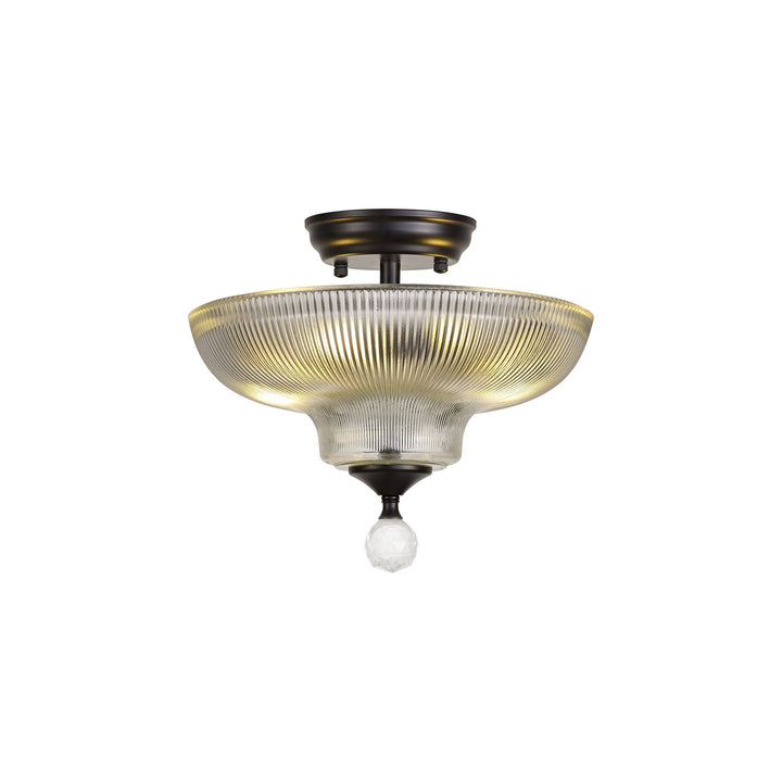 Nelson Lighting NLK16189 Tabion 2 Light Ceiling Light Matt Black Clear