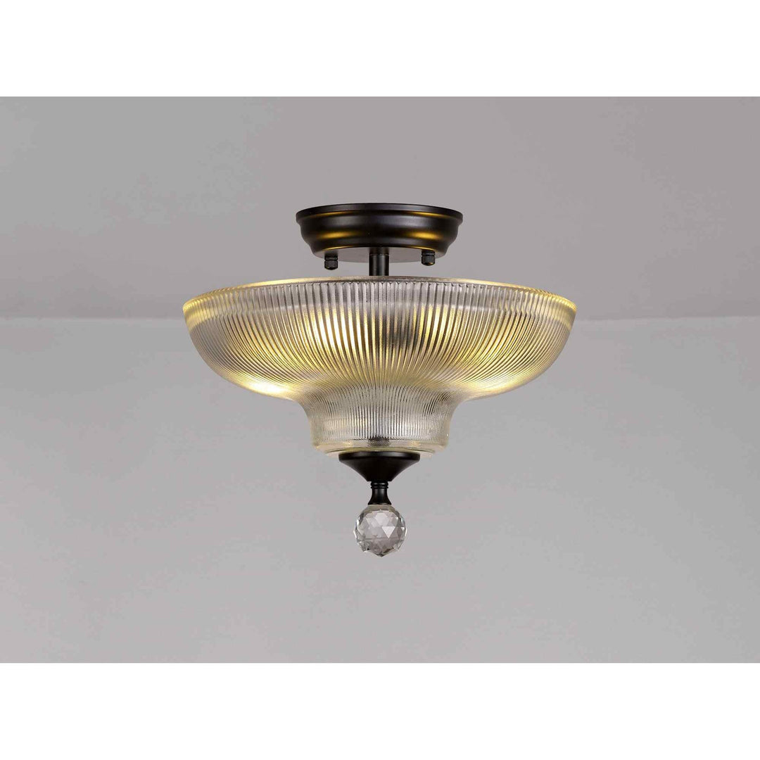 Nelson Lighting NLK16189 Tabion 2 Light Ceiling Light Matt Black Clear