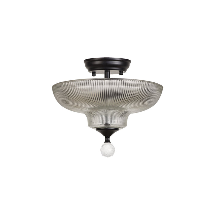 Nelson Lighting NLK16189 Tabion 2 Light Ceiling Light Matt Black Clear