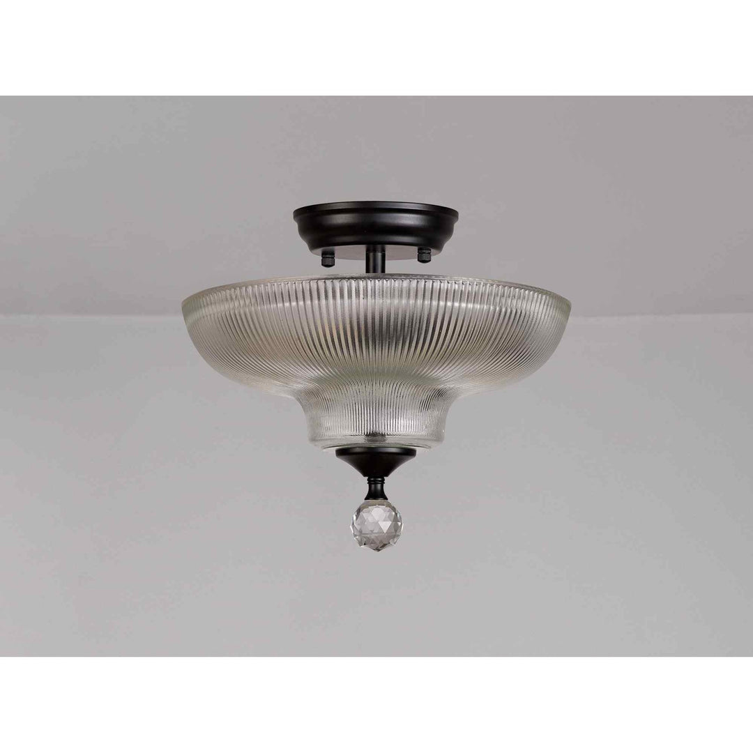 Nelson Lighting NLK16189 Tabion 2 Light Ceiling Light Matt Black Clear